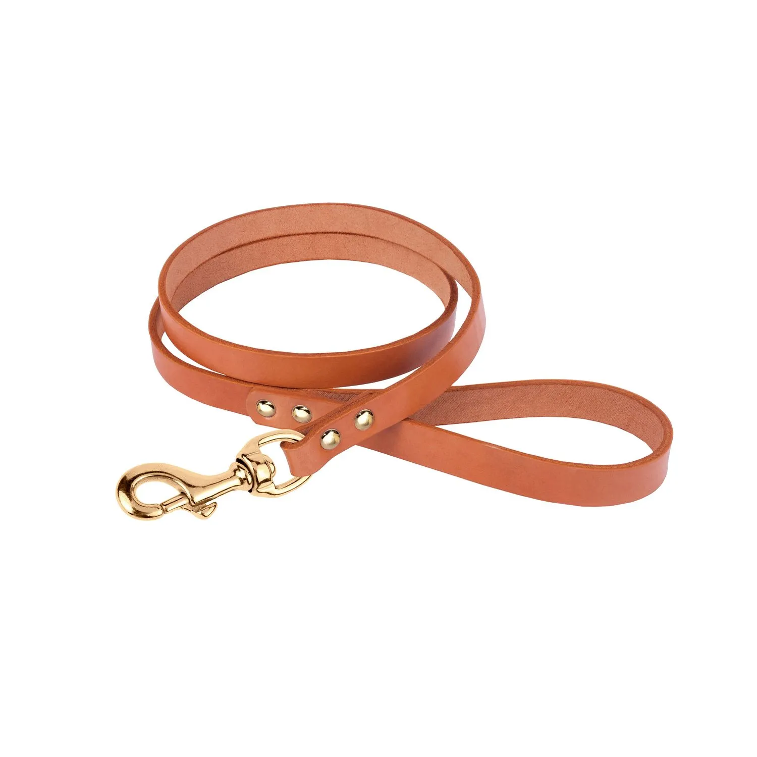 Bronzedog Premium Поводок для собак кожаный с литой латунной фурнитурой горчичный L