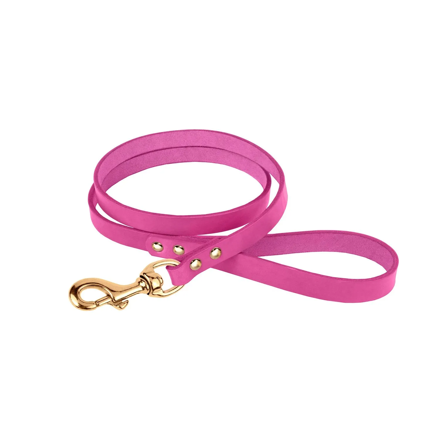 BronzeDog Premium Поводок для Собак Кожаный с Литой Латунной Фурнитурой Розовый L