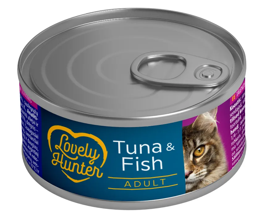 Lovely Hunter Cat Adult cats with Tuna and Fish влажный корм для взрослых кошек с тунцем и белой рыбой - 85 г