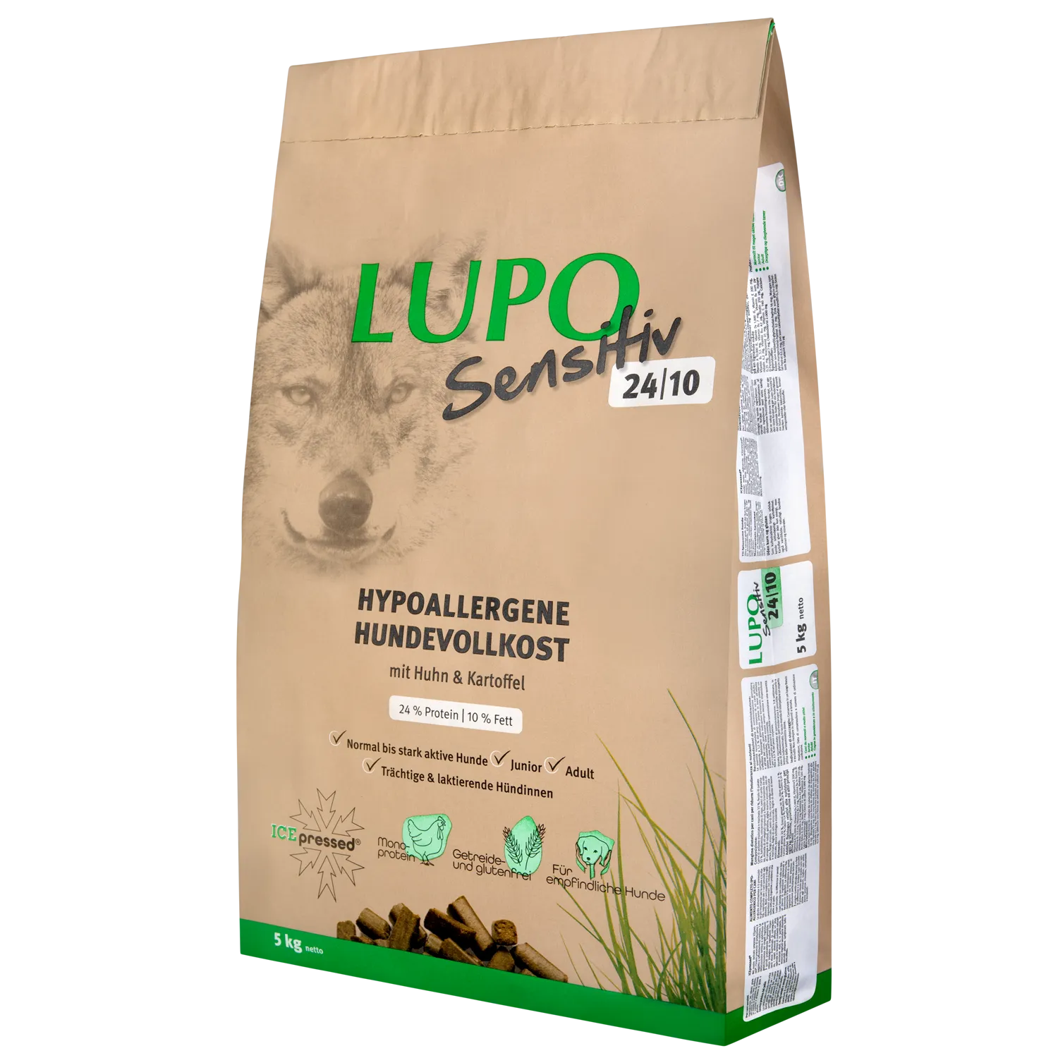 Lupo Sensitiv 24/10 Chicken and Potatoes, 5 кг, гіпоалергенний монопротеїновий сухий корм для цуценят та активних собак