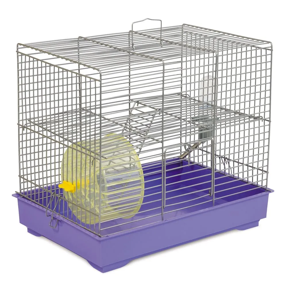Priroda (Природа) Клетка «Микки» для мелких декоративных грызунов, с колесом 37x25x30 см (хром/фиолетовая)