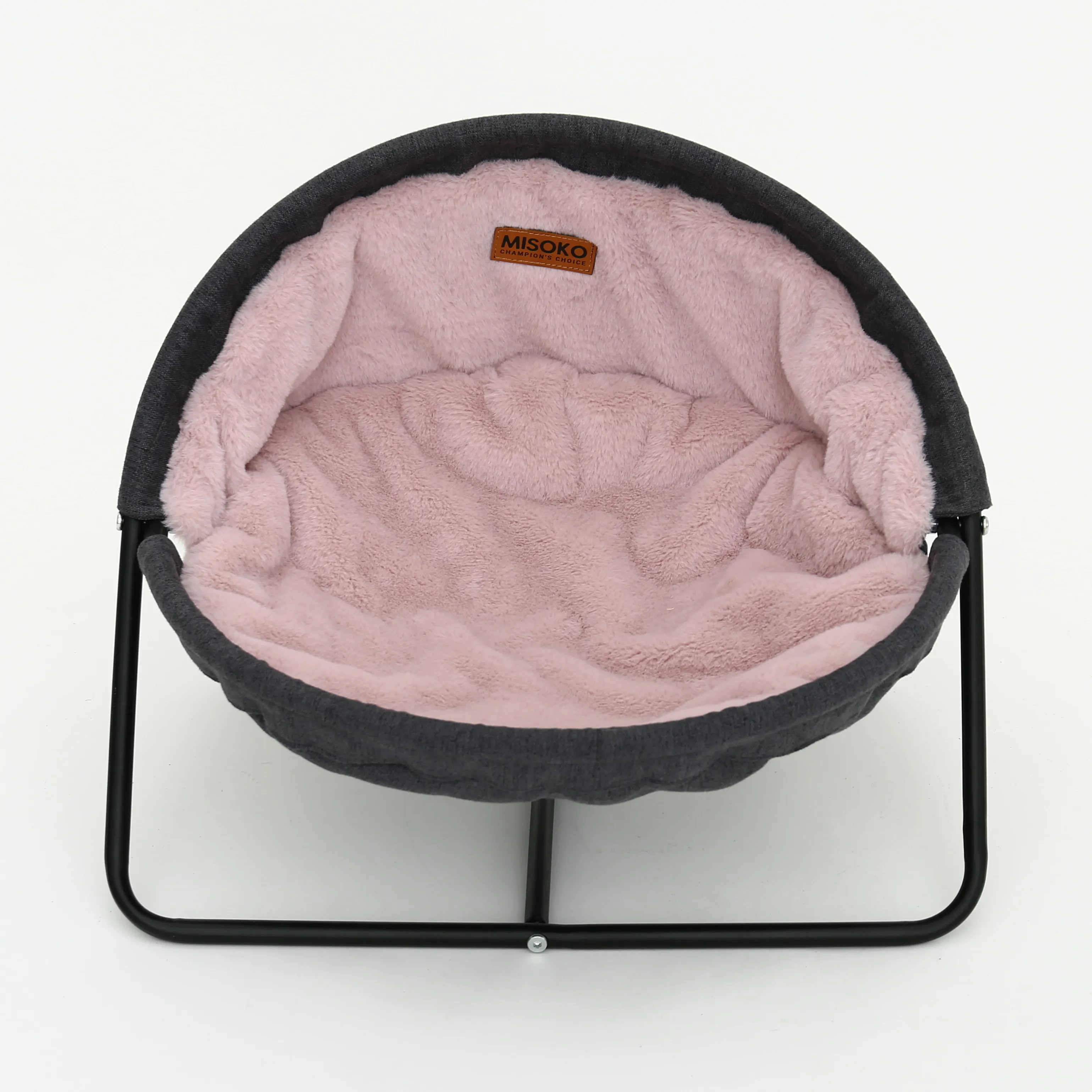 Misoko&Co Pet bed round plush складной лежак для домашних животных, 45x45x22 см, серо-розовый