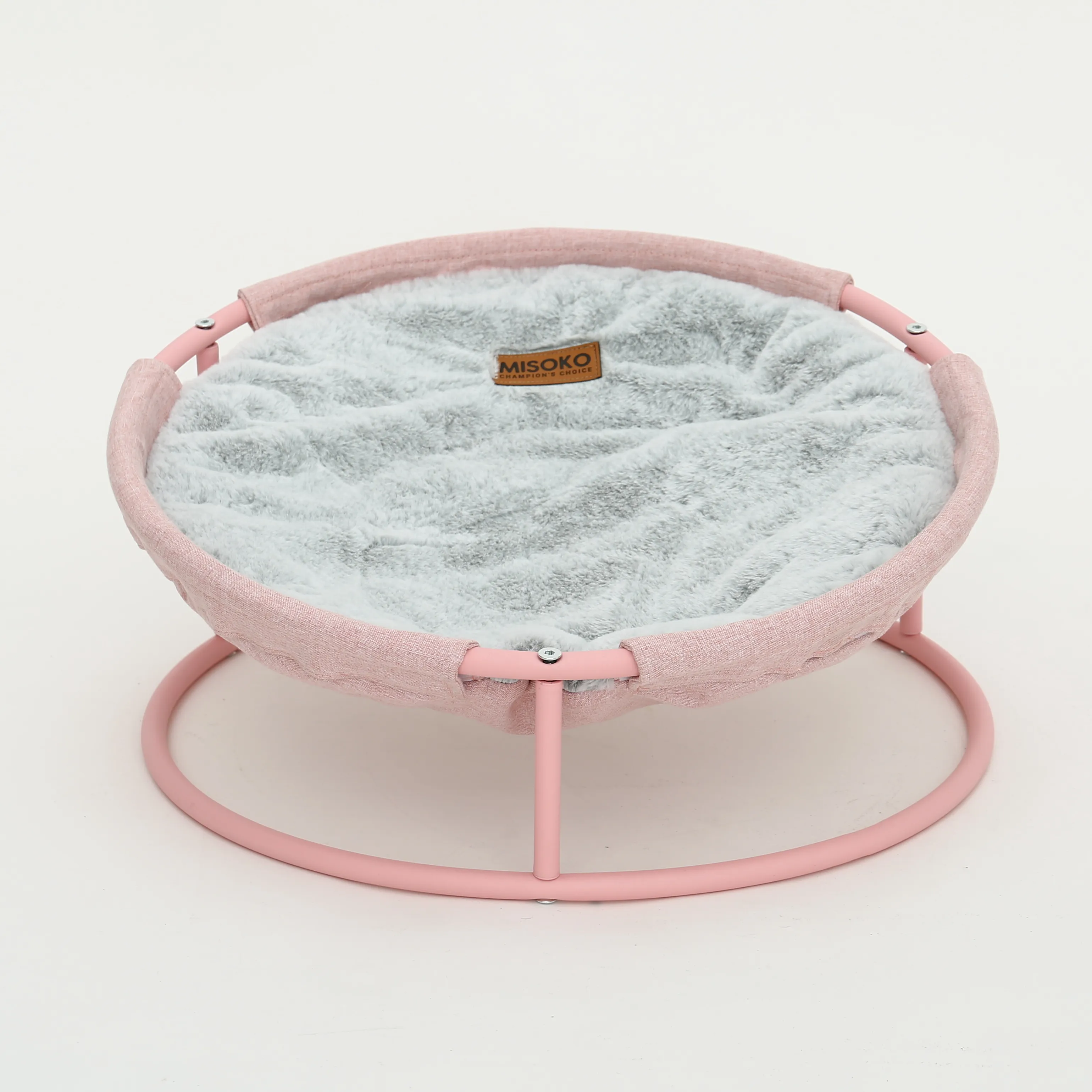 Misoko&Co Pet bed round plush складной лежак для домашних животных, 45x45x22 см, розовая