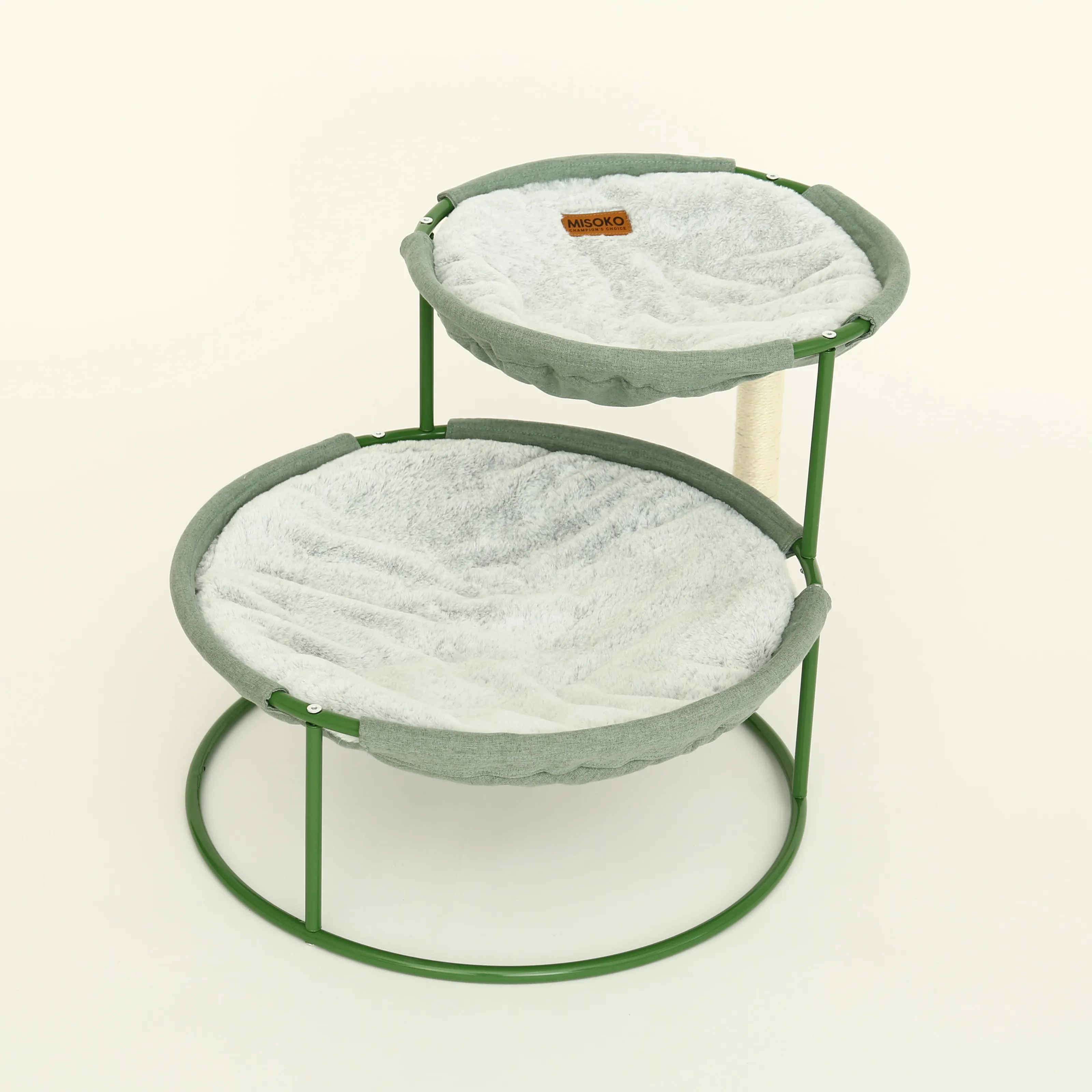 Misoko&Co Pet bed, round, double, steel frame двойной лежак для домашних животных, 70x50x40 см, светло-зеленый