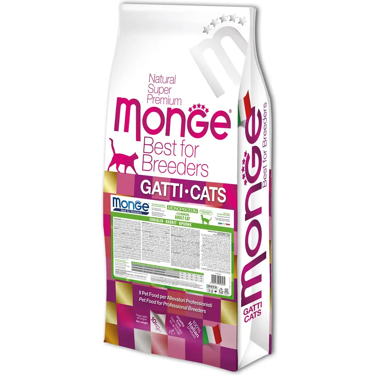Monge Cat Monoprotein Adult Rabbit сухой корм, монопротеиновый, с кроликом для взрослых кошек - 10 кг