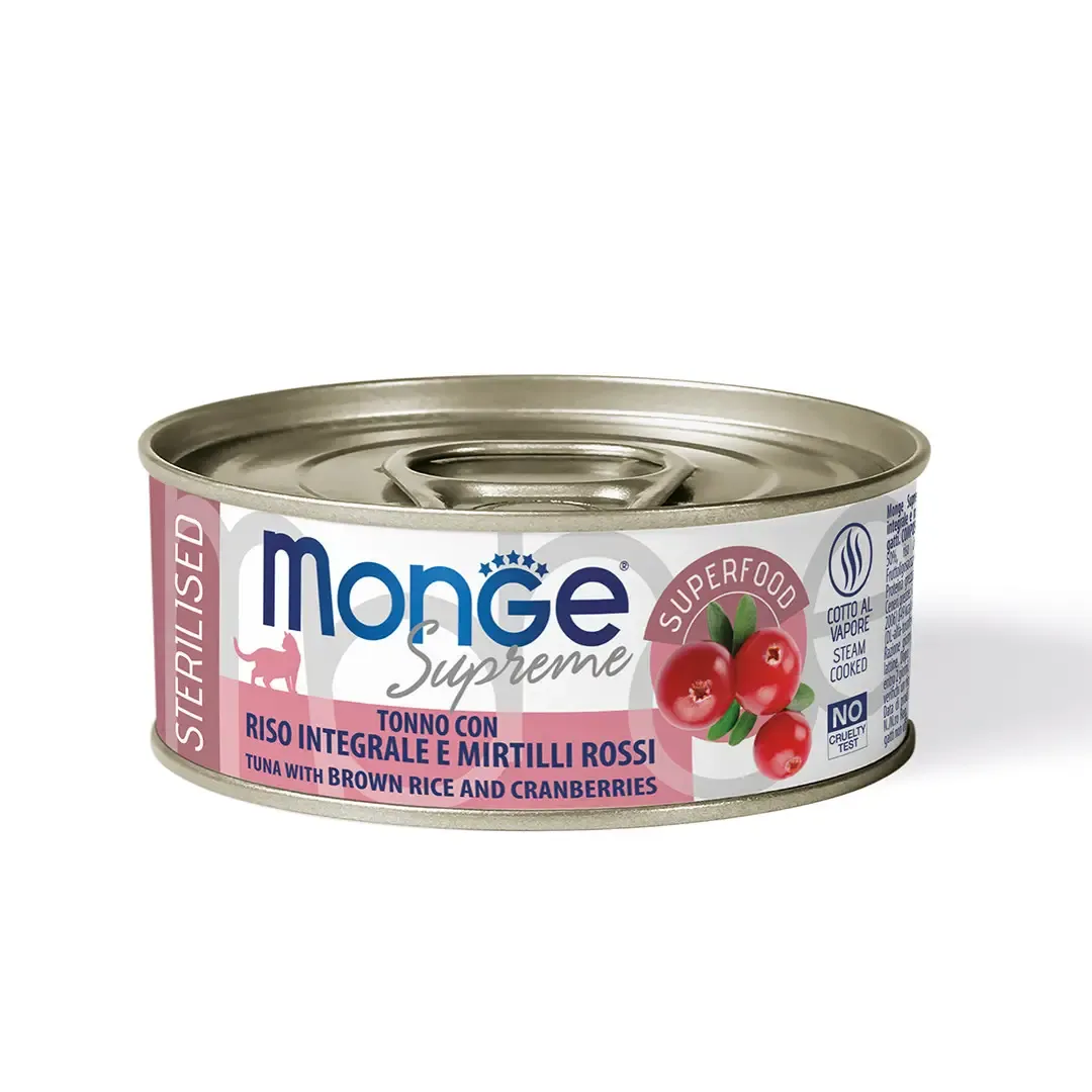 Monge Supreme Sterilized Cat Tuna with Brown Rice and Cranberries влажный корм для стерилизованных кошек с тунцем и клюквой (паштет) - 80 г