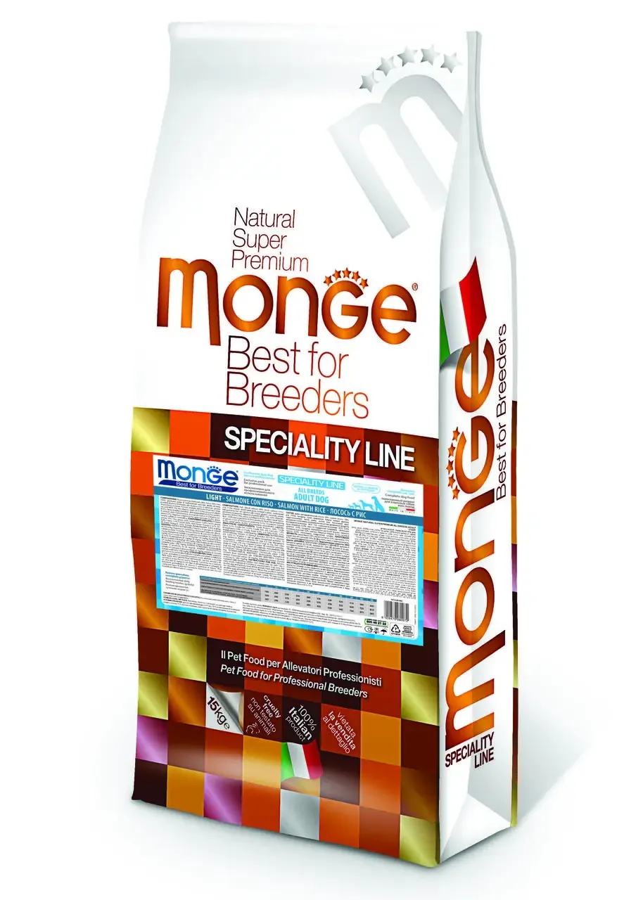 Monge Dog All breeds Adult Light Salmon сухой корм с лососем для взрослых собак всех пород – 15 кг