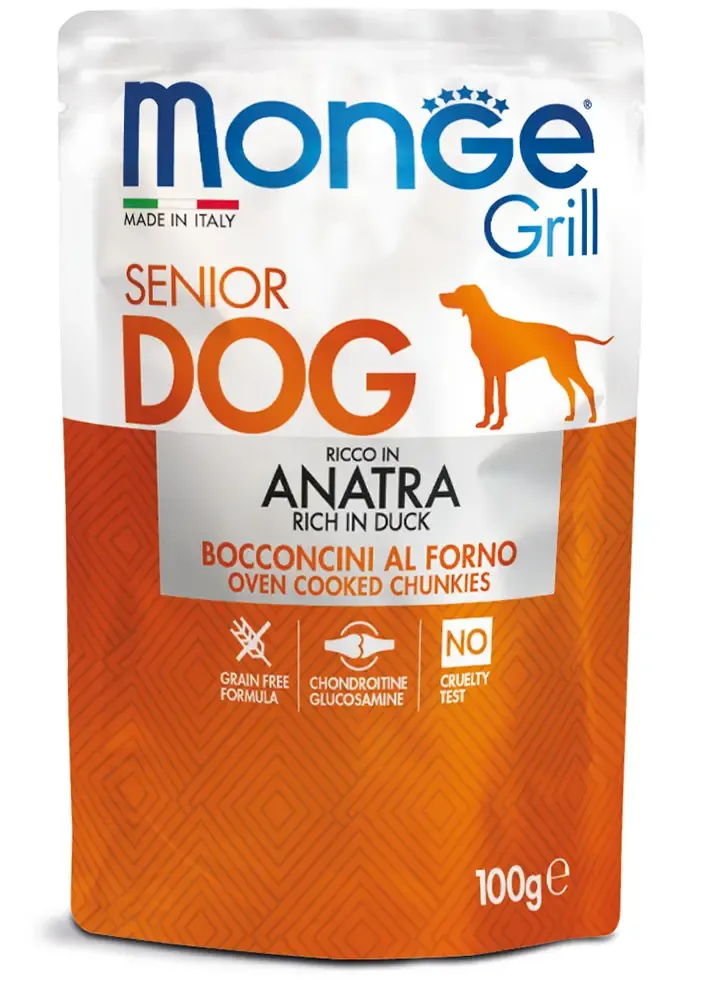 Monge Grill Wet Senior Dog Rich in Duck вологий корм для собак похилого віку з качкою (пауч) - 100 г