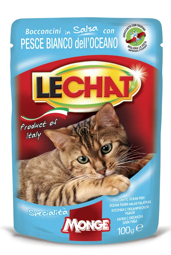 Monge LeChat Cat Wet Adult влажный корм для взрослых кошек с океанической рыбой (кусочки в соусе) – 100 г