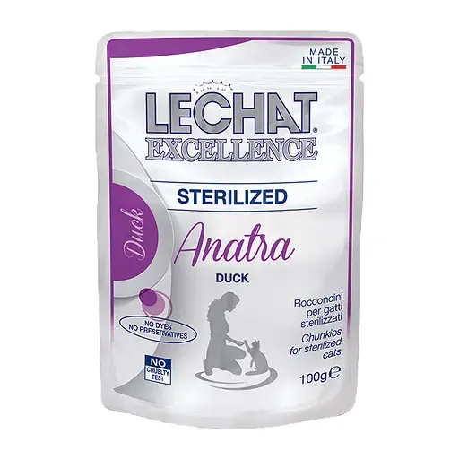 Monge LeChat Excellence Wet Cat Sterilized Duck влажный корм для стерилизованных кошек с уткой (пауч) – 100 г
