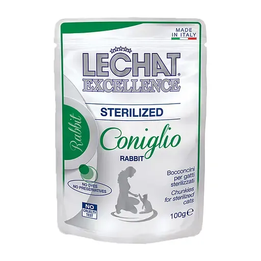 Monge LeChat Excellence Wet Cat Sterilized rabbit влажный корм для стерилизованных кошек с курицей (пауч) – 100 г