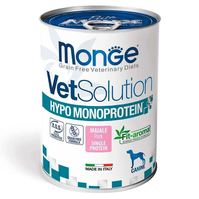 Monge VetSolution Dog Wet Hypo Monoprotein Pork монопротеиновый беззерновой влажный корм для взрослых собак с чувствительным пищеварением, свинина (паштет) – 400 г