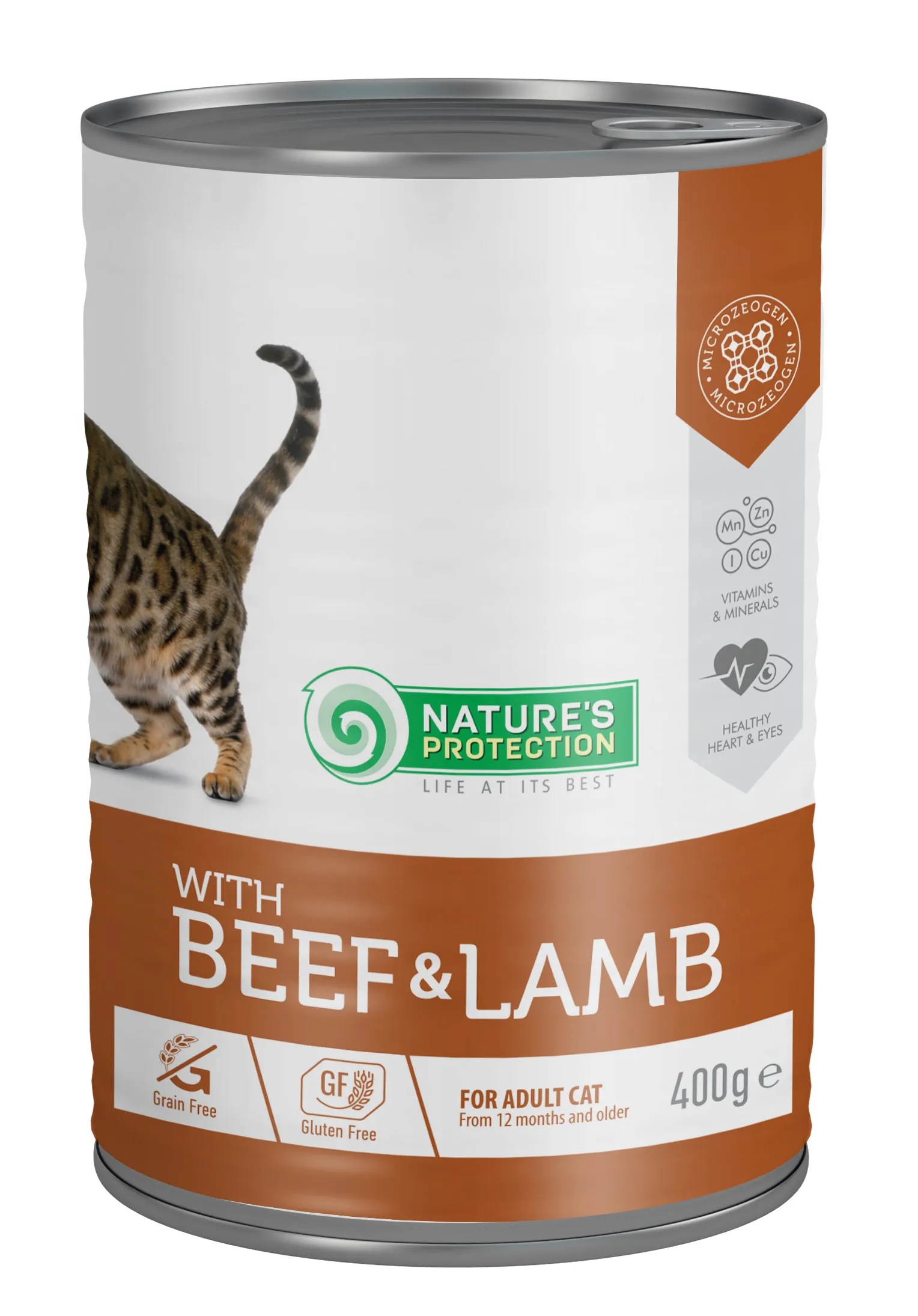 Nature's Protection Grain Free Beef&Lamb, 400 г, вологий корм для дорослих котів з яловичиною та ягням (шматочки в соусі)