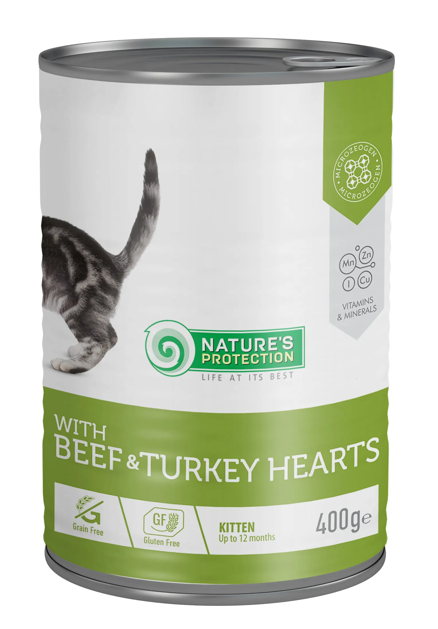 Nature's Protection Kitten Grain Free Beef&Turkey Hearts, 400 г, вологий корм для кошенят з яловичиною та серцем індички (шматочки в соусі)