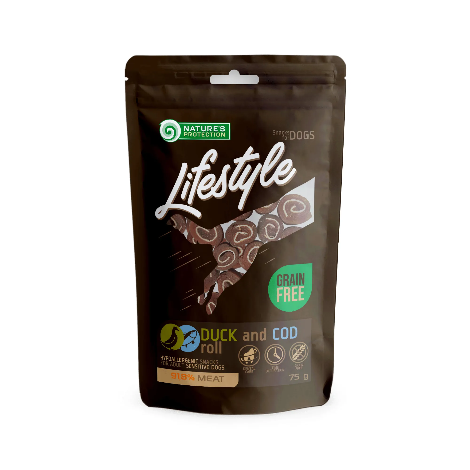 Nature's Protection Lifestyle Snacks for Dogs Duck and Cod Rolls лакомство для собак, рулеты из утки и щепы - 75 г