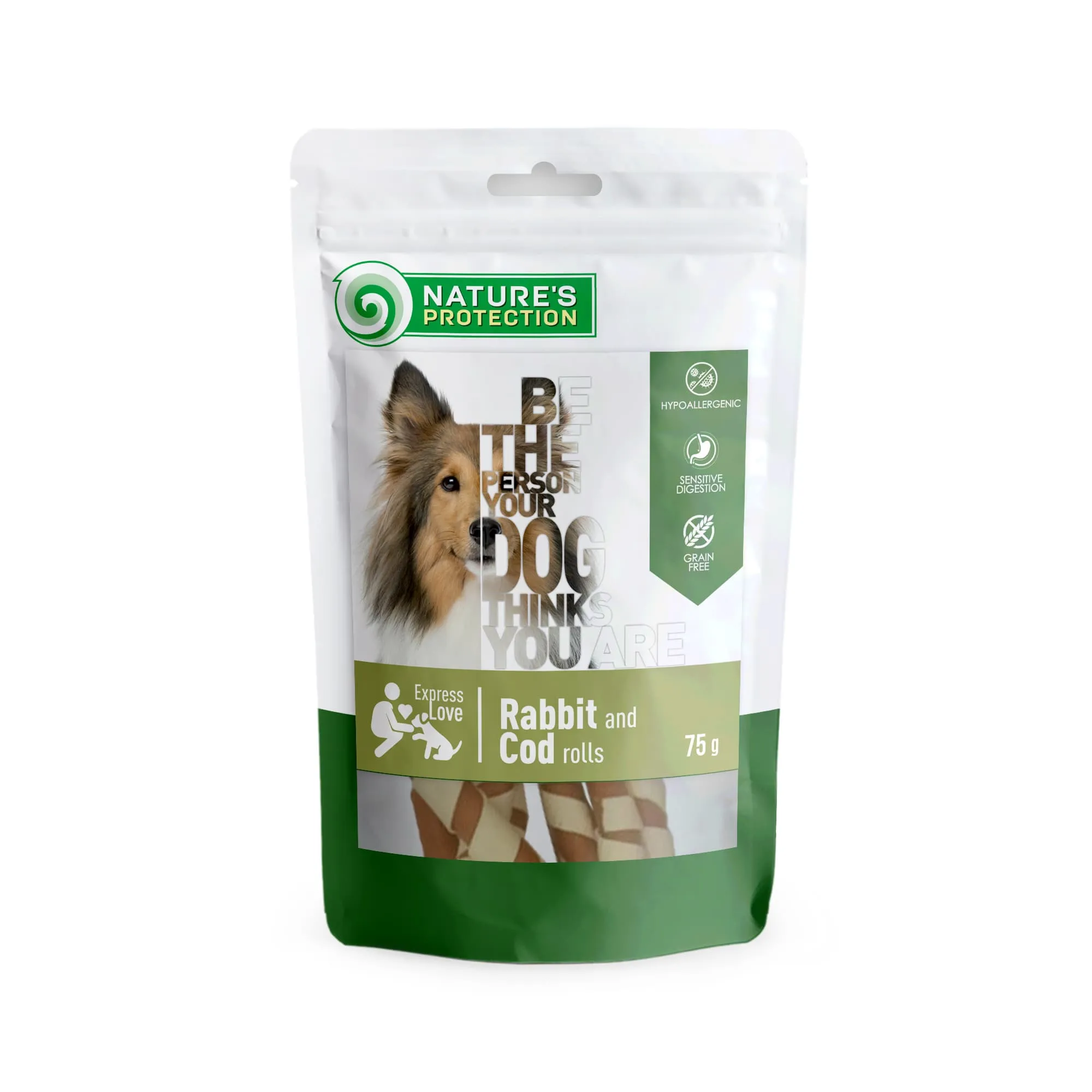 Nature's Protection Snack for Dogs Rabbit and Cod Rolls лакомство для собак, роллы из кролика и щепы - 75 г