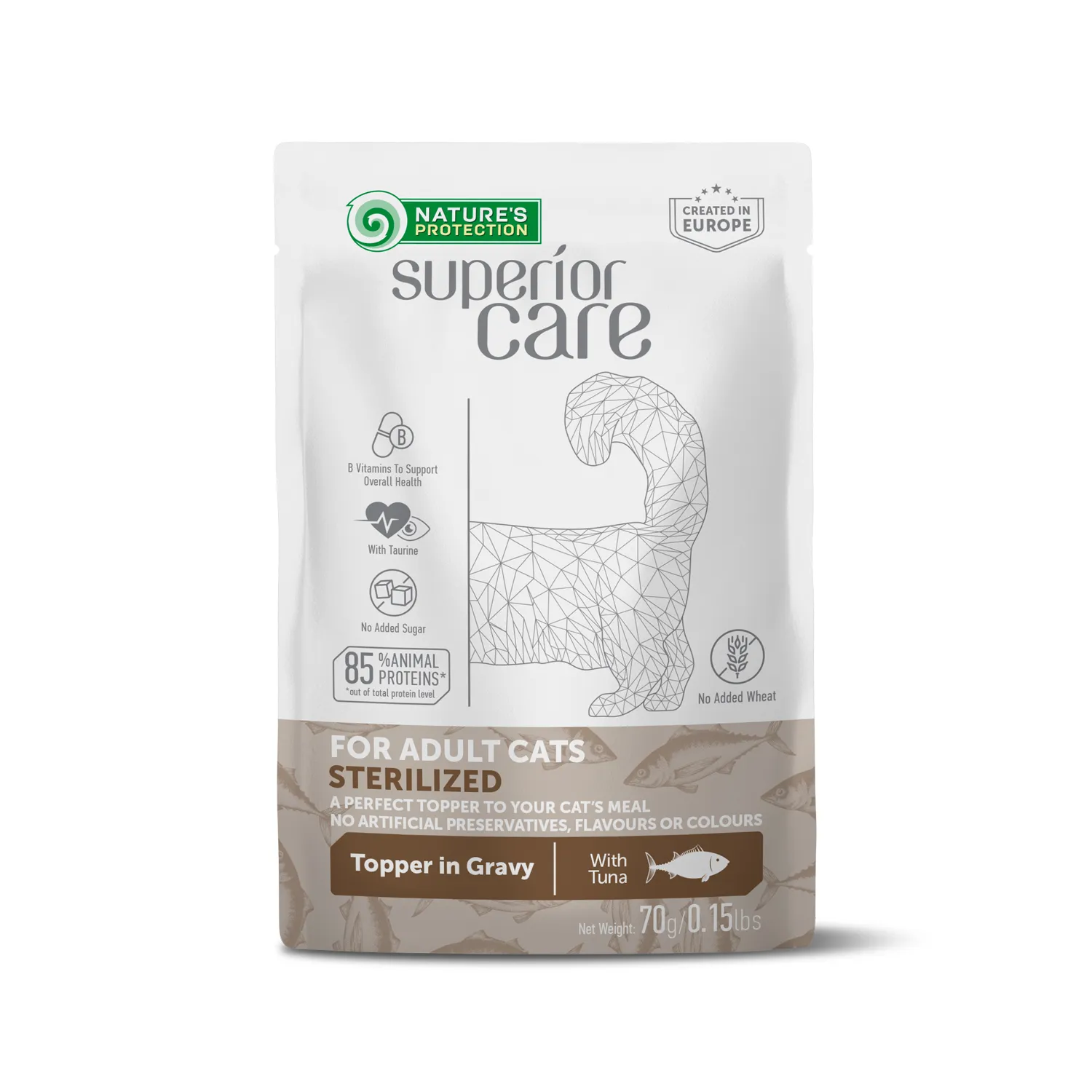Nature's Protection Superior Care Sterilised Adult Cat All Breeds Tuna, 70 г, влажный корм с тунцем для стерилизованных кошек (кусочки в соусе, пауч)