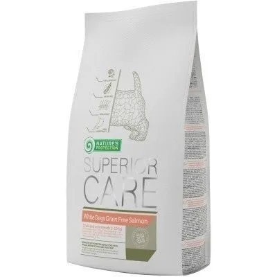Nature's Protection Superior Care White Dogs Grain Free Salmon Adult Small&Mini Breeds, 17 кг, беззерновой сухой корм с лососем для взрослых собак малых и мелких пород с белой шерстью