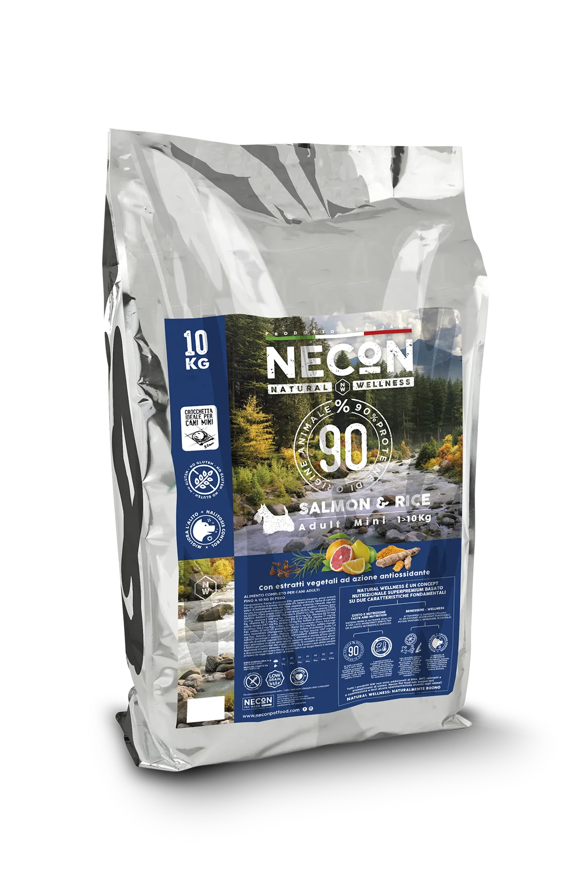 Necon Natural Wellness Dog Adult Mini Salmon and Rice сухий корм з лососем та рисом для дорослих собак малих порід - 10 кг