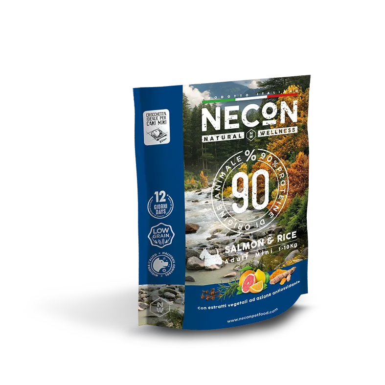 Necon Natural Wellness Dog Adult Mini Salmon and Rice сухий корм з лососем та рисом для дорослих собак малих порід - 800 г