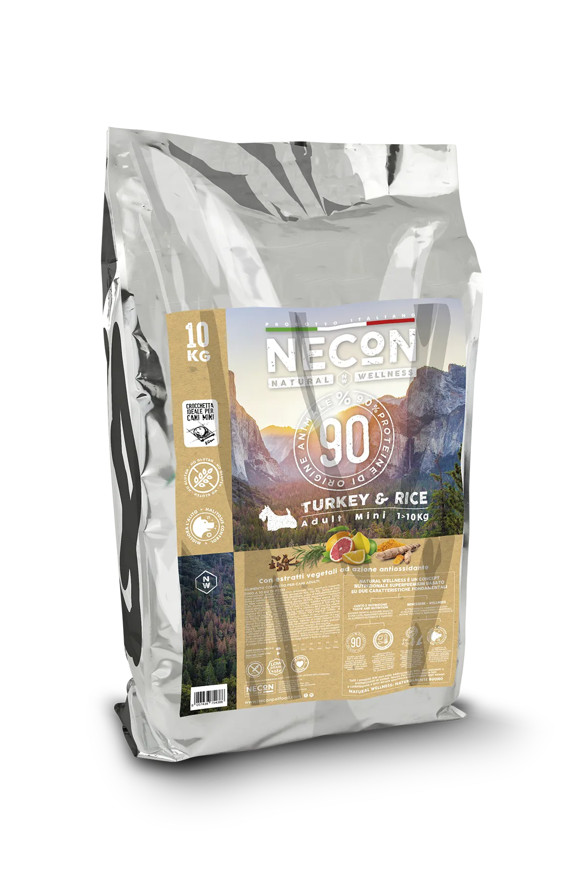 Necon Natural Wellness Dog Adult Mini Turkey and Rice сухой корм с индейкой и рисом для взрослых собак малых пород - 10 кг
