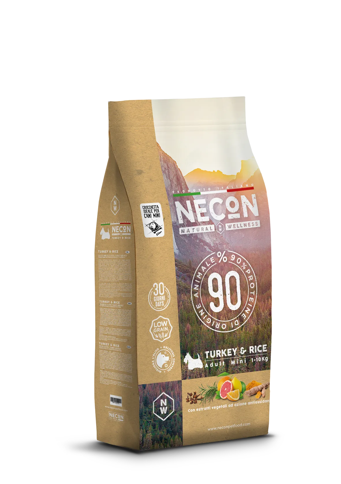 Necon Natural Wellness Dog Adult Mini Turkey and Rice сухой корм с индейкой и рисом для взрослых собак малых пород - 2 кг