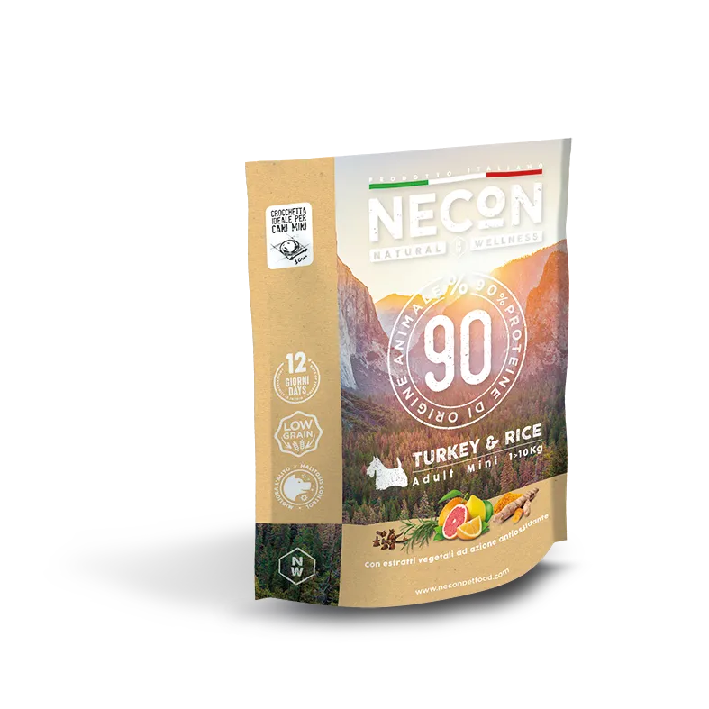 Necon Natural Wellness Dog Adult Mini Turkey and Rice сухой корм с индейкой и рисом для взрослых собак малых пород - 800 г