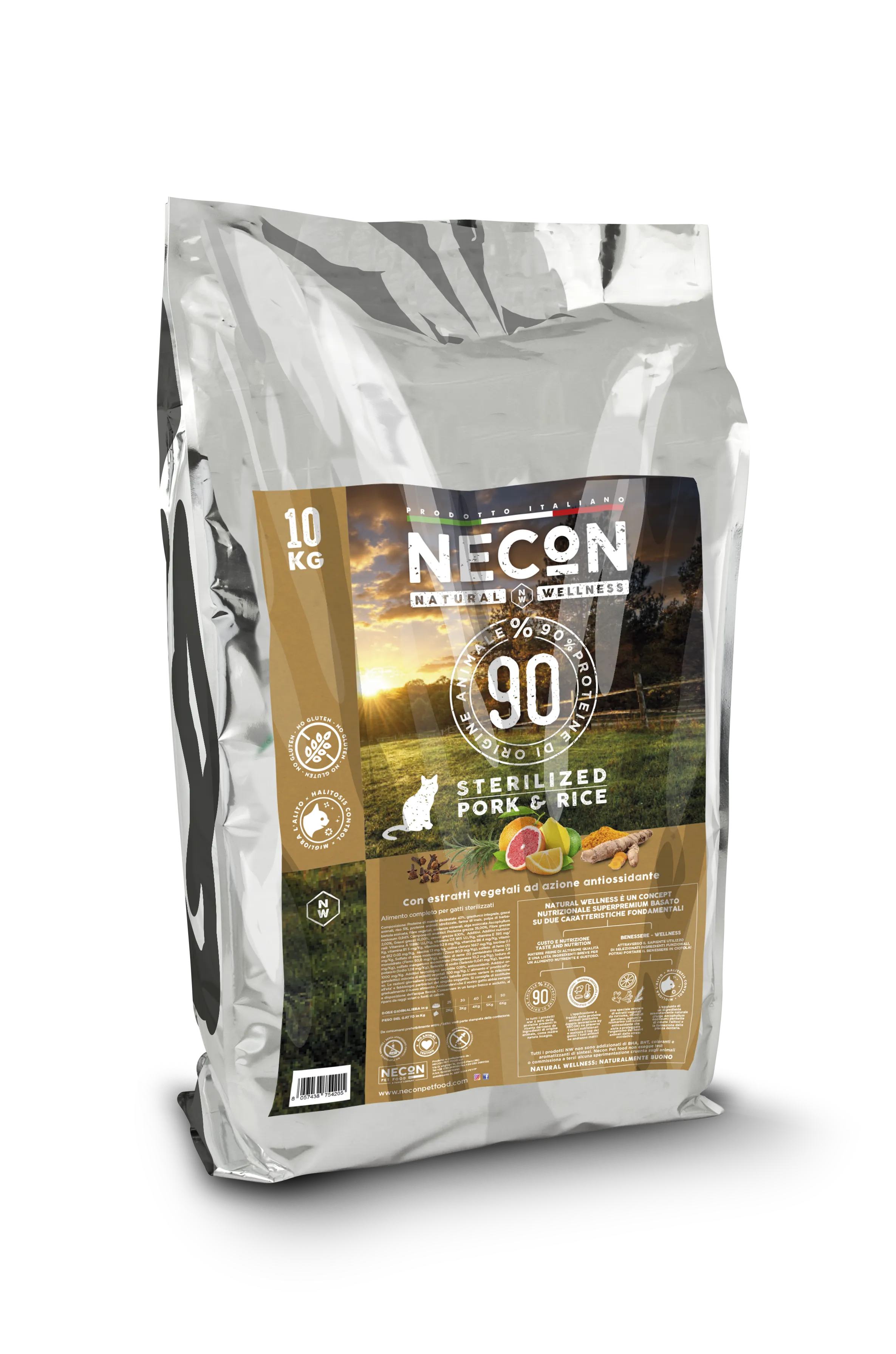 Necon Natural Wellness Cat Sterilized Pork and Rice сухий корм зі свининою та рисом для стерилізованих кішок - 10 кг