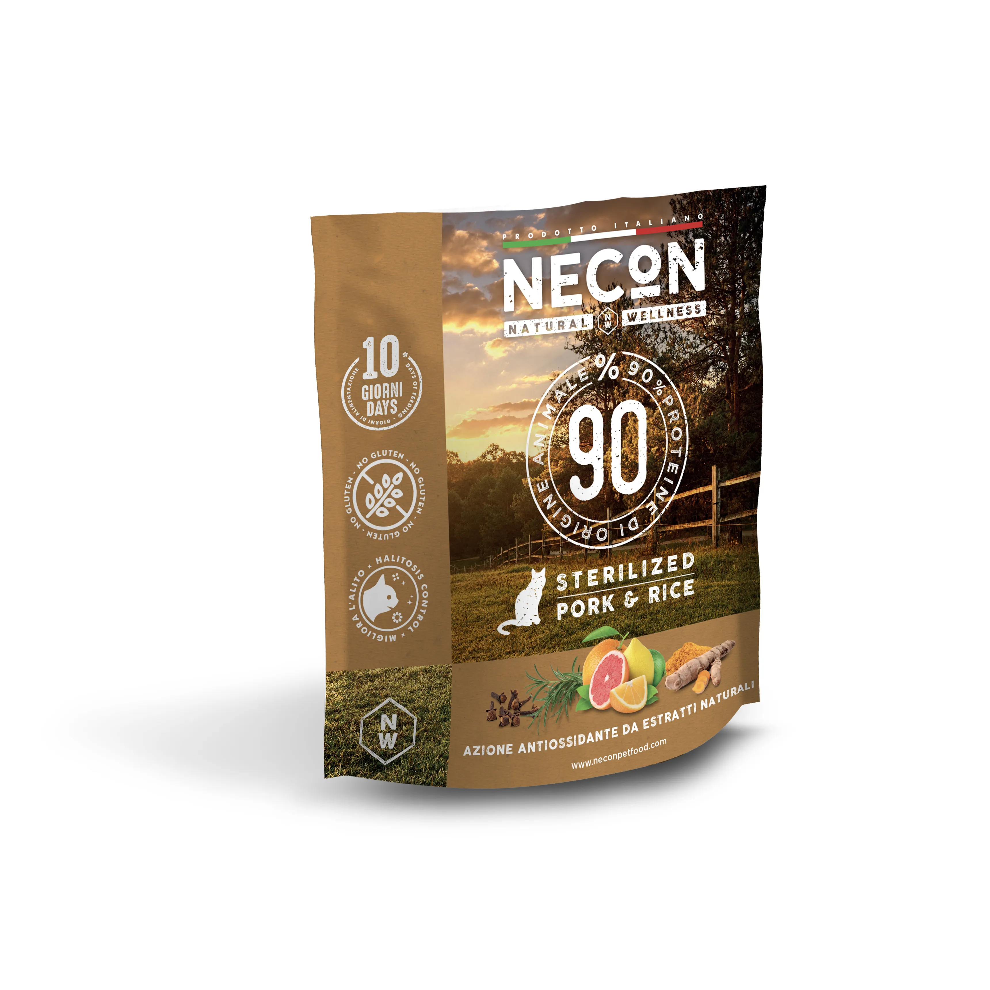 Necon Natural Wellness Cat Sterilized Pork and Rice сухий корм зі свининою та рисом для стерилізованих кішок - 400 г