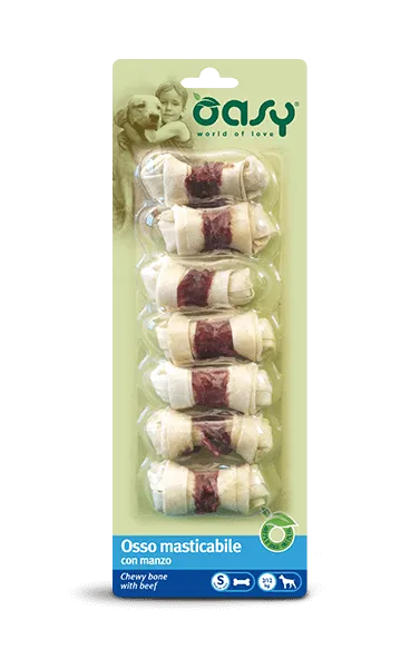 Oasy Dog Chewy Bone Beef лакомство для собак малых пород, мясная кость с говядиной (размер: S, 7 шт) – 85 г