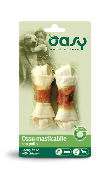Oasy Dog Chewy Bone Chicken лакомство для собак средних пород, мясная кость с курицей (размер: M, 2 шт) – 56 г