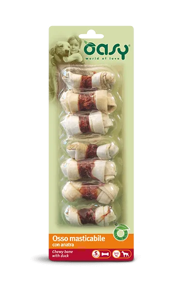 Oasy Dog Chewy Bone Duck лакомство для собак малых пород, мясная кость с уткой (размер: S, 7 шт) – 85 г