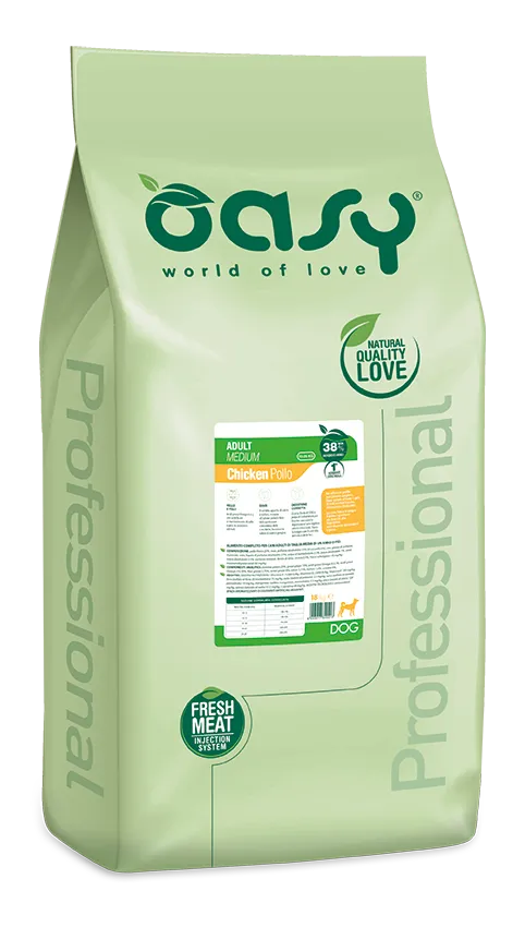 Oasy Dog Lifestage Adult Medium Chicken сухой корм для взрослых собак средних пород, с курицей – 18 кг