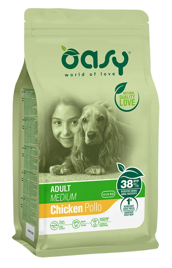 Oasy Dog Lifestage Adult Medium Chicken сухой корм для взрослых собак средних пород, с курицей – 3 кг