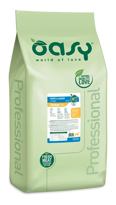 Oasy Lifestage Puppy & Junior Large Chicken сухой корм для щенков собак больших пород, с курицей – 18 кг