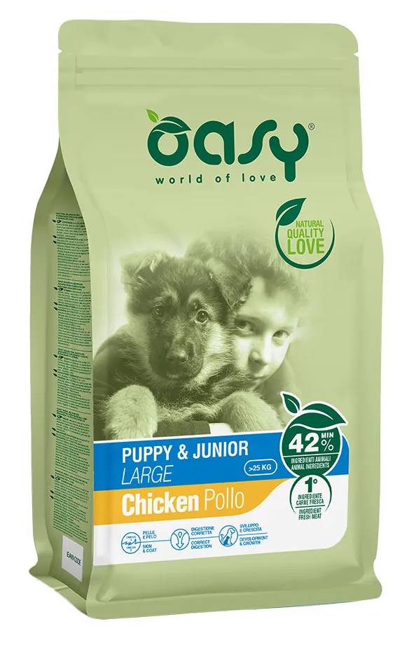 Oasy Lifestage Puppy & Junior Large Chicken сухой корм для щенков собак больших пород, с курицей – 3 кг