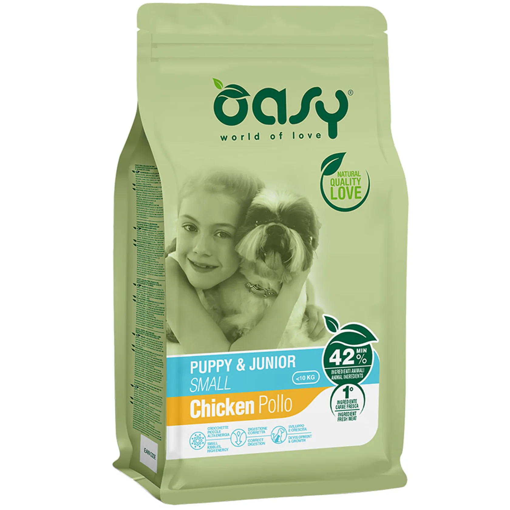 Oasy Lifestage Puppy & Junior Small Chicken сухой корм для щенков собак малых пород, с курицей - 1 кг