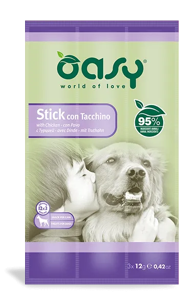 Oasy Dog Stick Turkey лакомство для собак, мясная палочка с индейкой (3х12 г) – 36 г