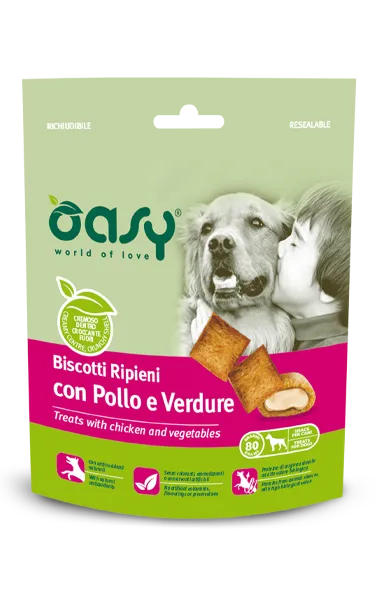 Oasy Dog Treats Chicken and Vegetables лакомство для собак, мясные подушечки с курицей и овощами - 80 г