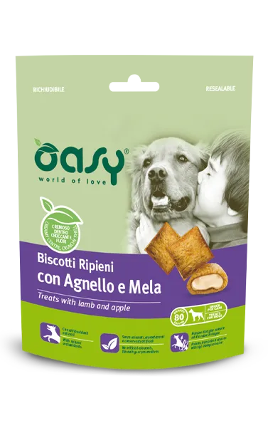 Oasy Dog Treats Lamb and Apple лакомство для собак, мясные подушечки с ягненком и яблоком - 80 г