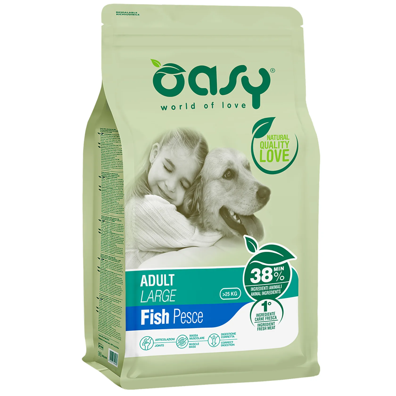 Oasy Dog Lifestage Adult Large Fish сухой корм для взрослых собак больших пород, с рыбой - 3 кг
