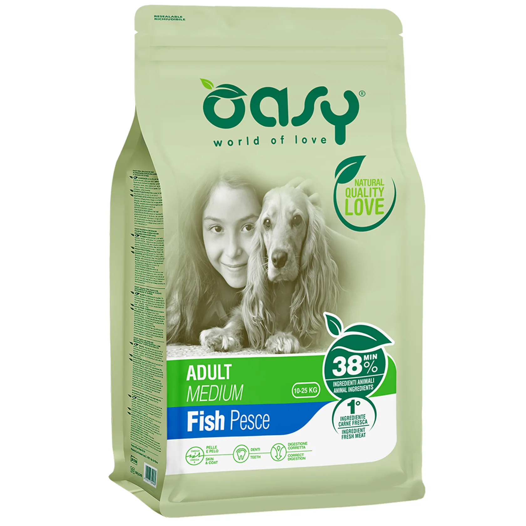 Oasy Dog Lifestage Adult Medium Fish сухой корм для взрослых собак средних пород, с рыбой – 3 кг