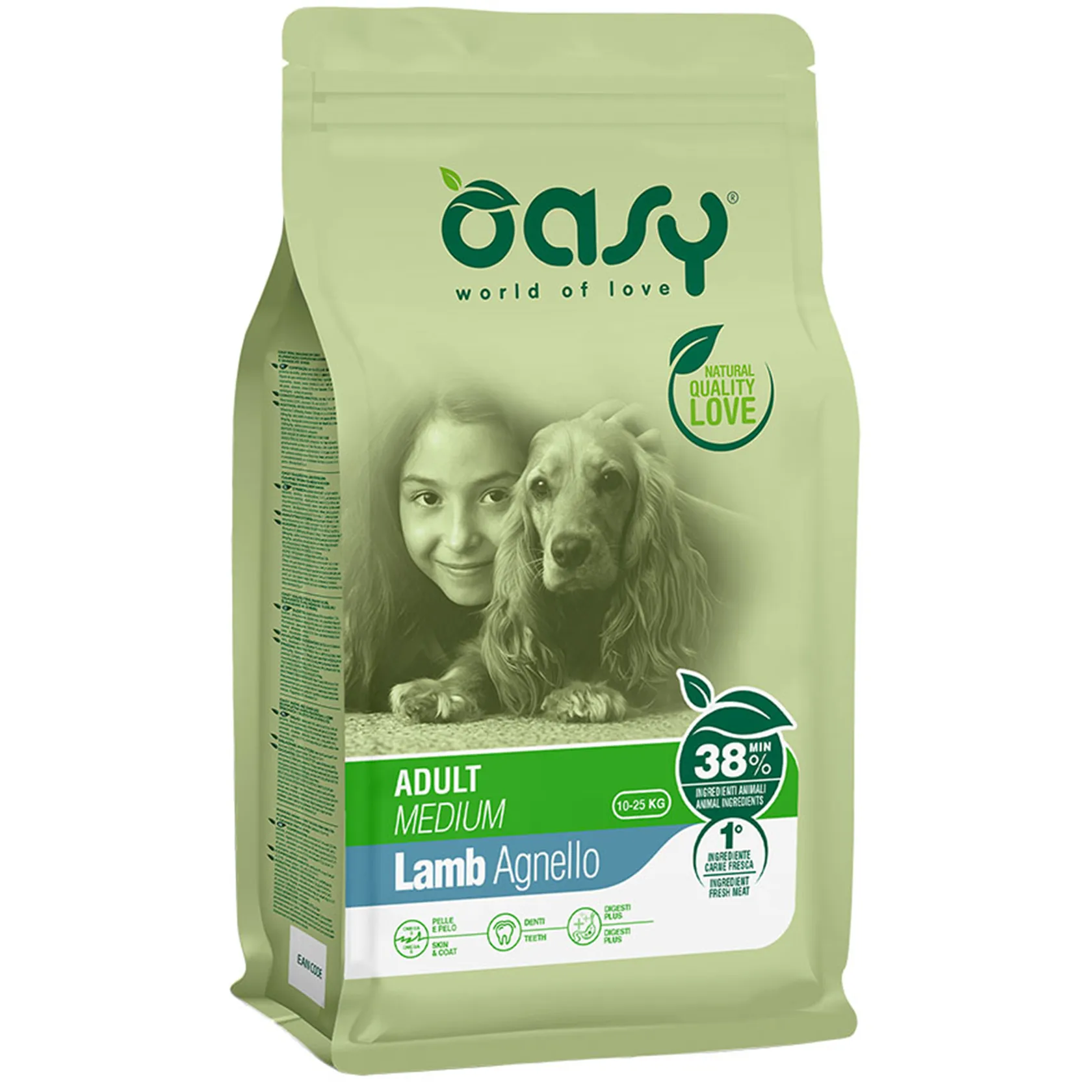 Oasy Dog Lifestage Adult Medium Lamb сухой корм для взрослых собак средних пород, с ягненком - 3 кг