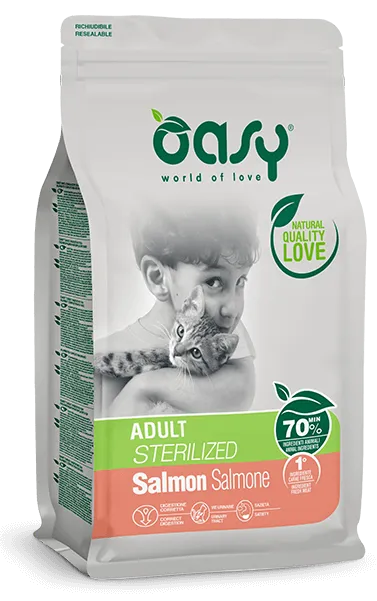 Oasy Cat Lifestage Sterilized Salmon сухой корм для стерилизованных кошек, с лососем – 300 г