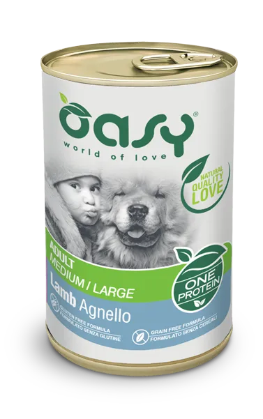 Oasy Dog One Animal Protein Adult Medium/Large Lamb влажный корм для взрослых собак средних и крупных пород, с ягненком (паштет) - 400 г