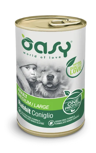 Oasy Dog One Animal Protein Adult Medium/Large Rabbit влажный корм для взрослых собак средних и крупных пород, с кроликом (паштет) – 400 г