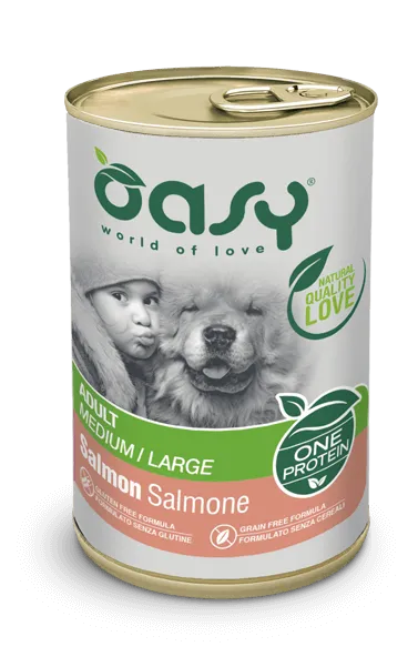 Oasy Dog One Animal Protein Adult Medium/Large Salmon вологий корм для дорослих собак середніх та великих порід, з лососем (паштет) - 400 г