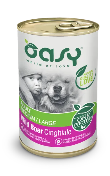 Oasy Dog One Animal Protein Adult Medium/Large Wild Boar влажный корм для взрослых собак средних и крупных пород, с диким кабаном (паштет) – 400 г