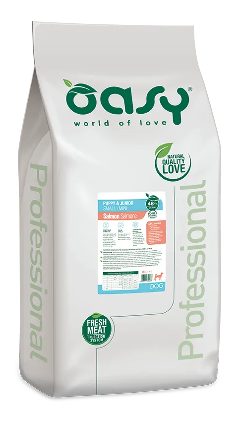 Oasy One Animal Puppe & Junior Small/Mini Salmon сухой корм для щенков собак малых и мини пород, с лососем - 18 кг