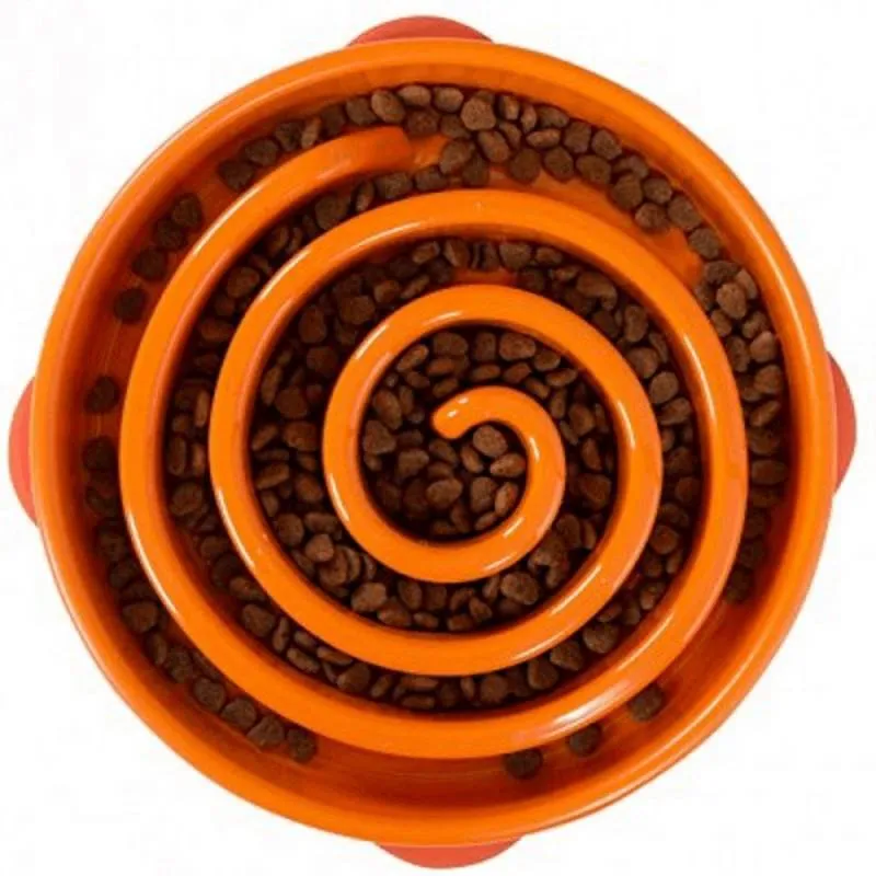 Outward Hound Fun Feeder Slo-Bowl Swirl нескользящая миска-лабиринт Вихрь для медленного кормления собак, большая оранжевая (высота: 5.7 см; диаметр: 27.9 см)